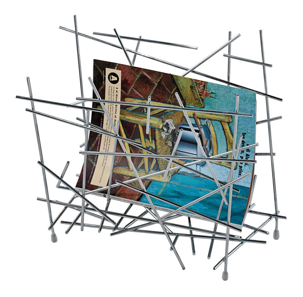 Alessi Blow up newsletter stand stainless steel | Scandinavian Design | Magazine racks | Grey