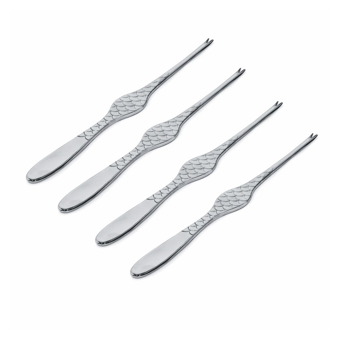 Alessi "Colombina Fish" Stainless Steel Caviar Spoon Set of 4 