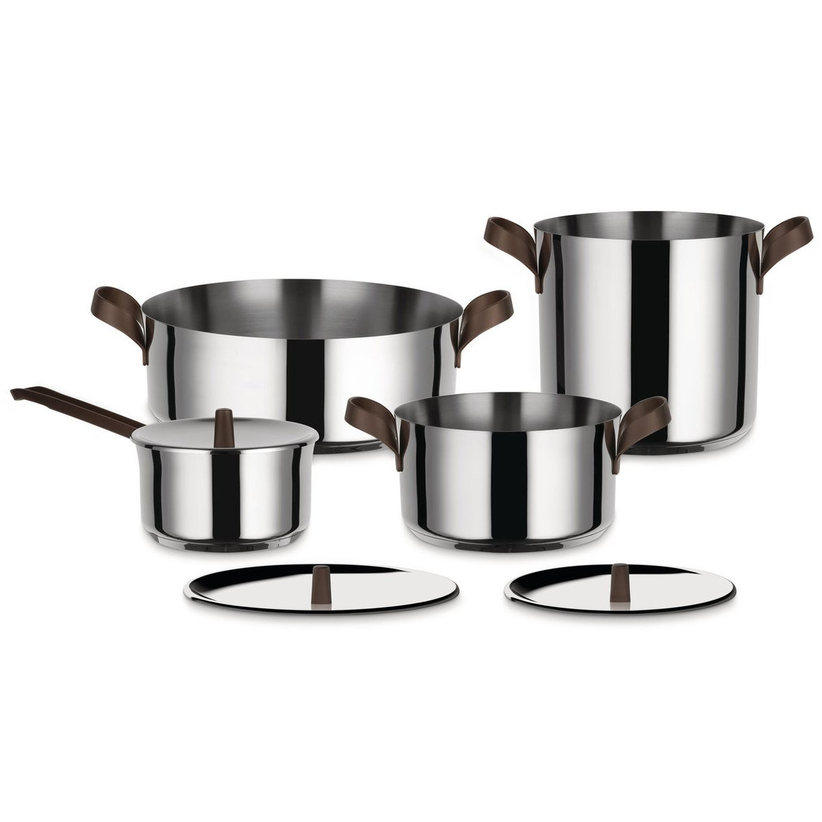 Alessi Edo pot set 4 pieces stainless steel | Scandinavian Design | Saucepan sets | Silver-coloured