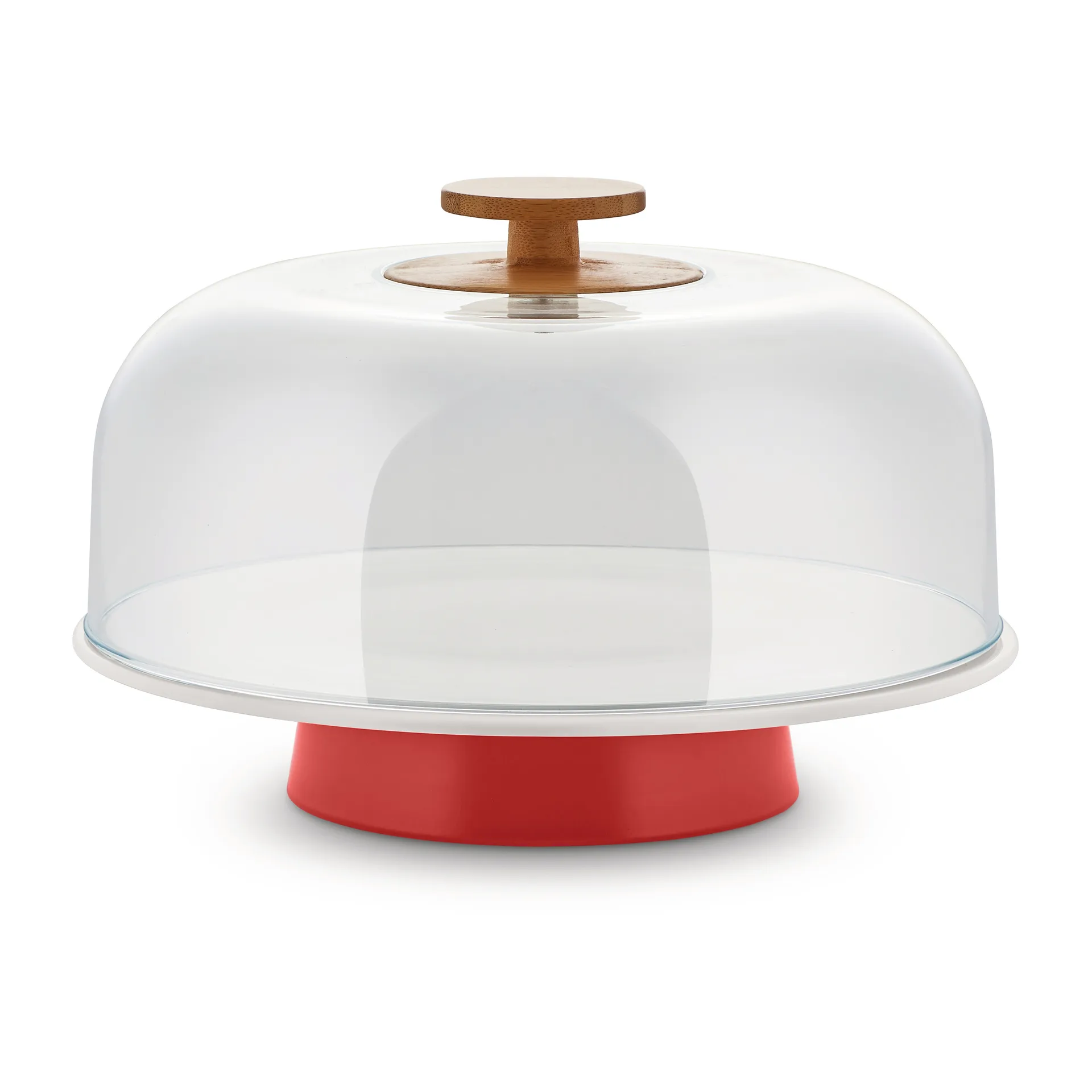Mattina cake stand with glass cover, Red Alessi