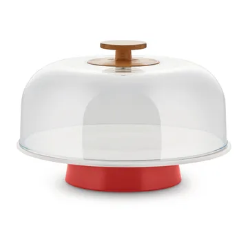 Mattina cake stand with glass cover - Red - Alessi