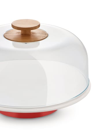 Mattina cake stand with glass cover - Red - Alessi