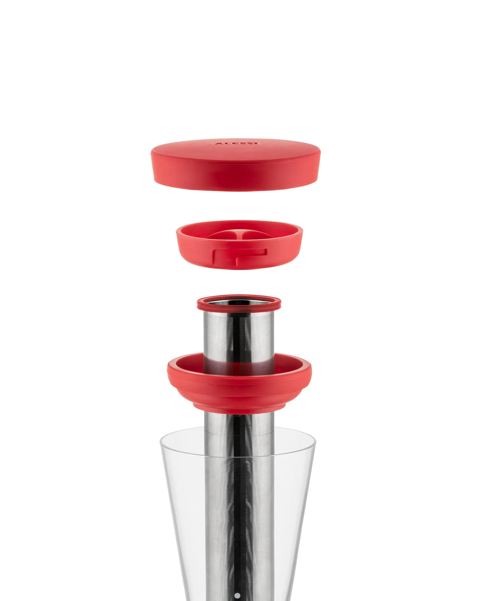 Mazagran carafe for cold brew coffee, Red Alessi