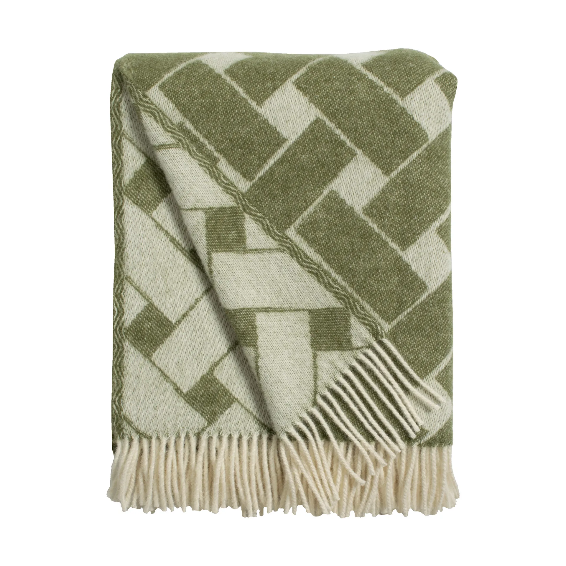 Basket throw 130x170 cm, Green-off white Almedahls