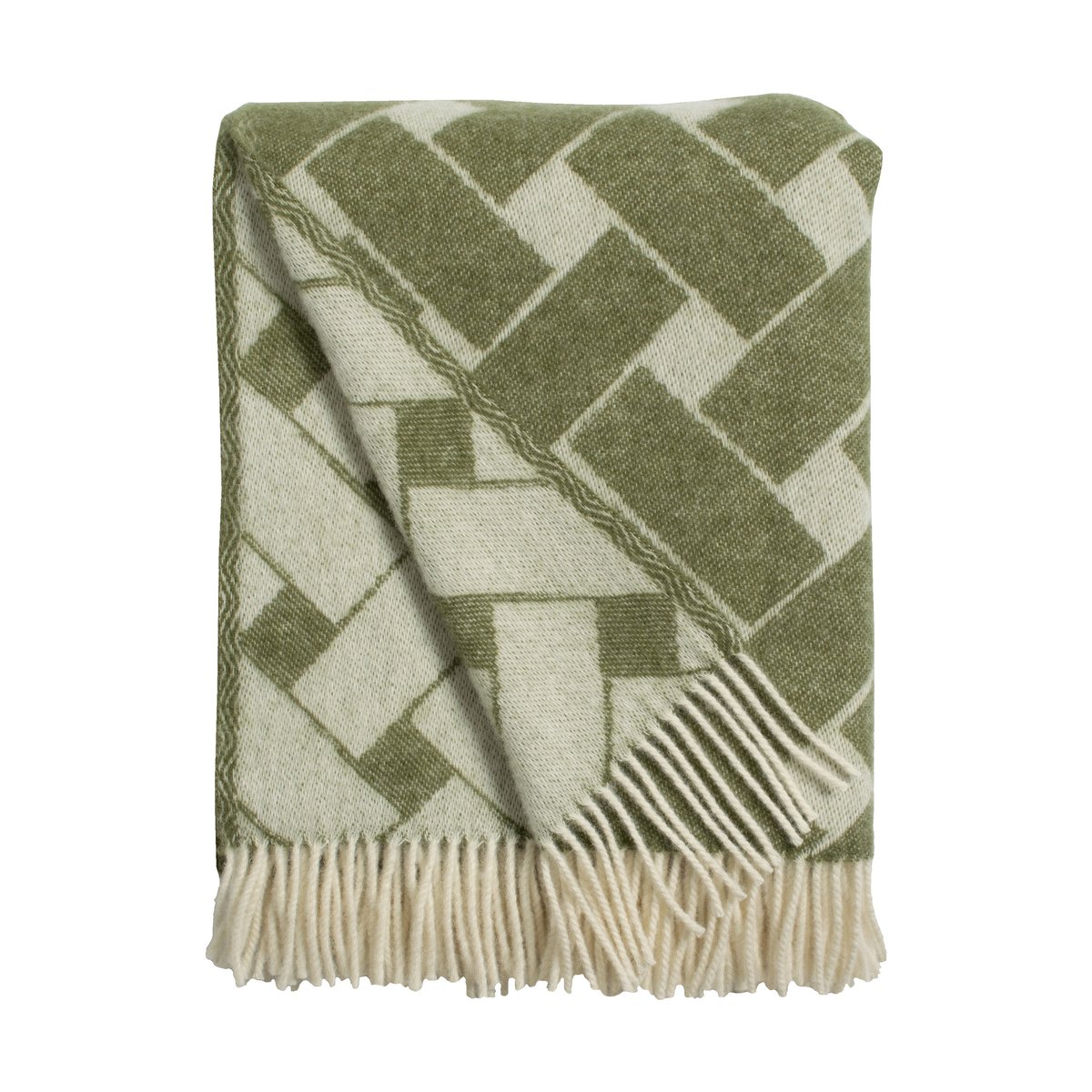 Almedahls Basket throw 130x170 cm Green-off white | Scandinavian Design | Wool blankets & throws | Green