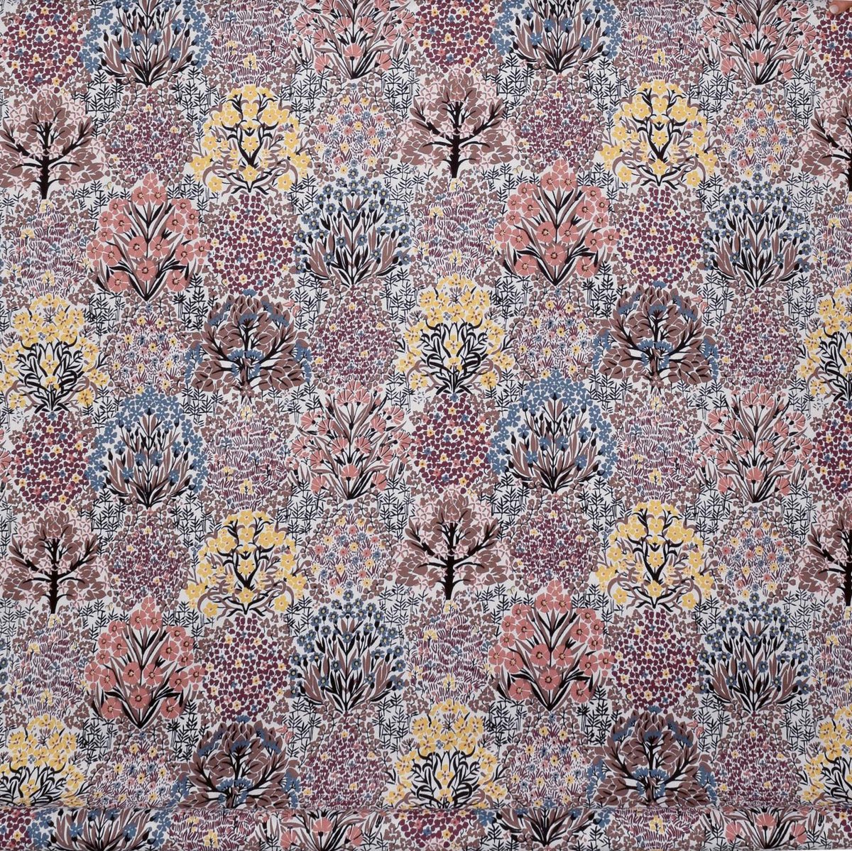 Almedahls Botanical Garden linen Pink brown | Scandinavian Design | Fabric by the metre | Multi