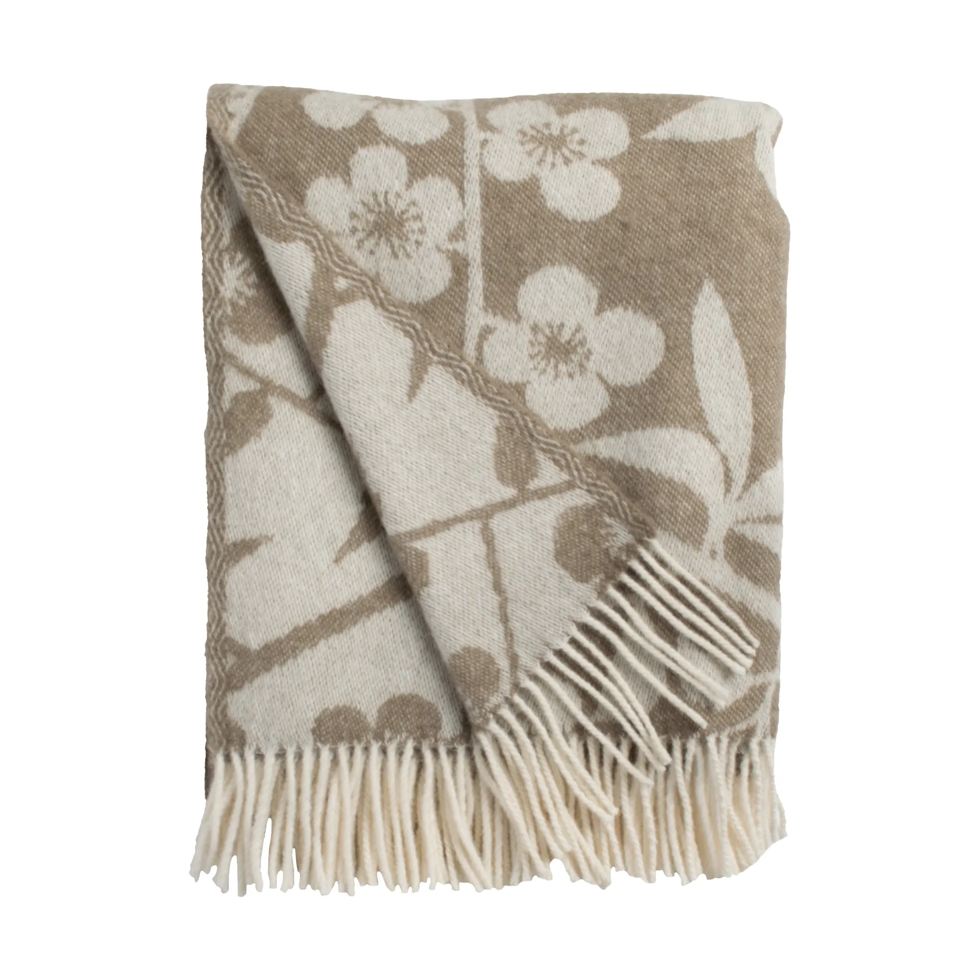 Cherry Garden throw 130x170 cm, Brown-offwhite Almedahls