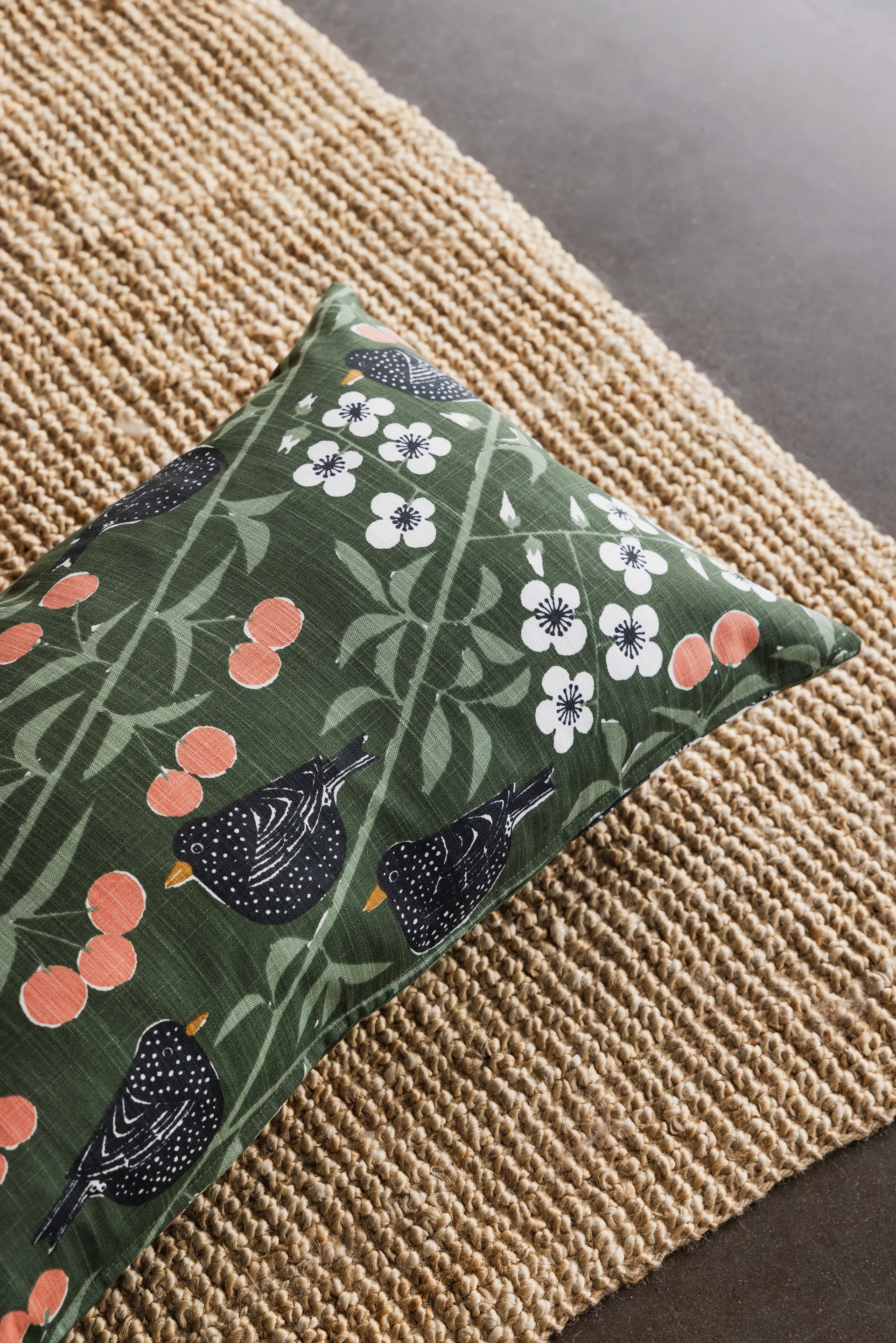 Cherry Orchard cushion cover, Dark green, 40x70cm Almedahls