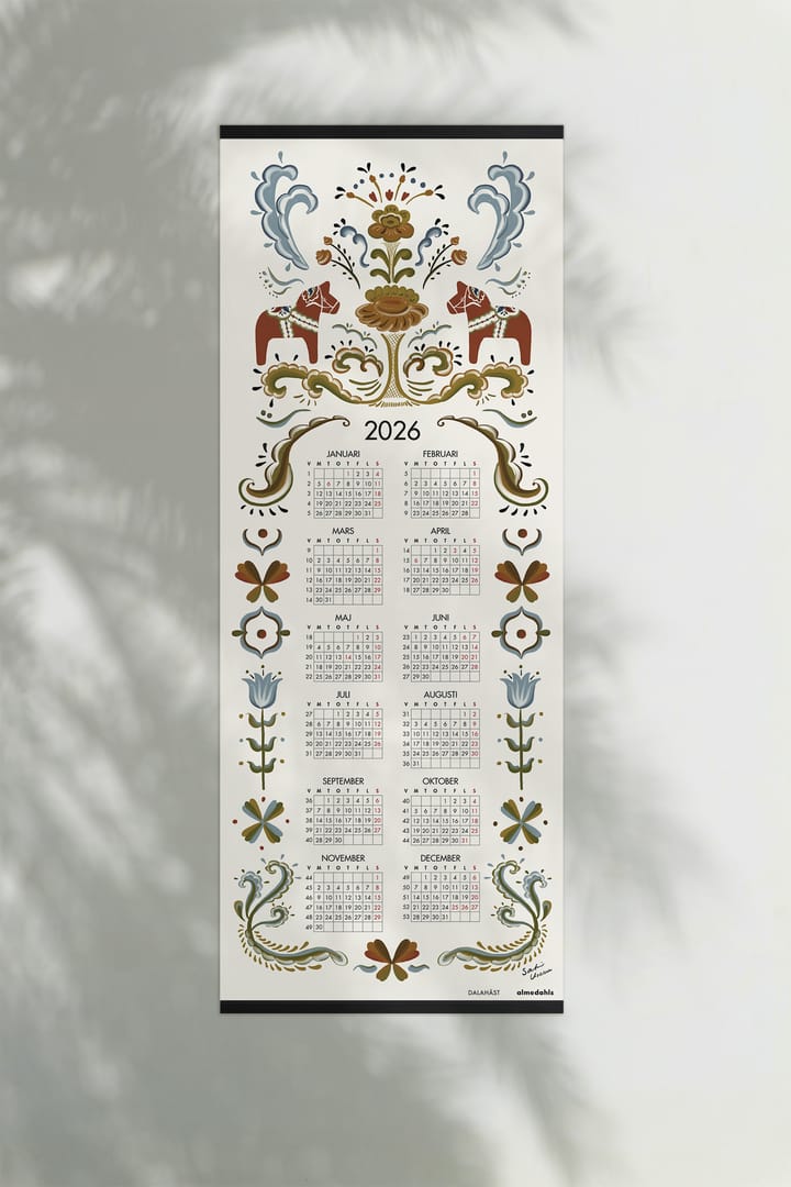 Dala horse calendar 2026, 35x90 cm Almedahls