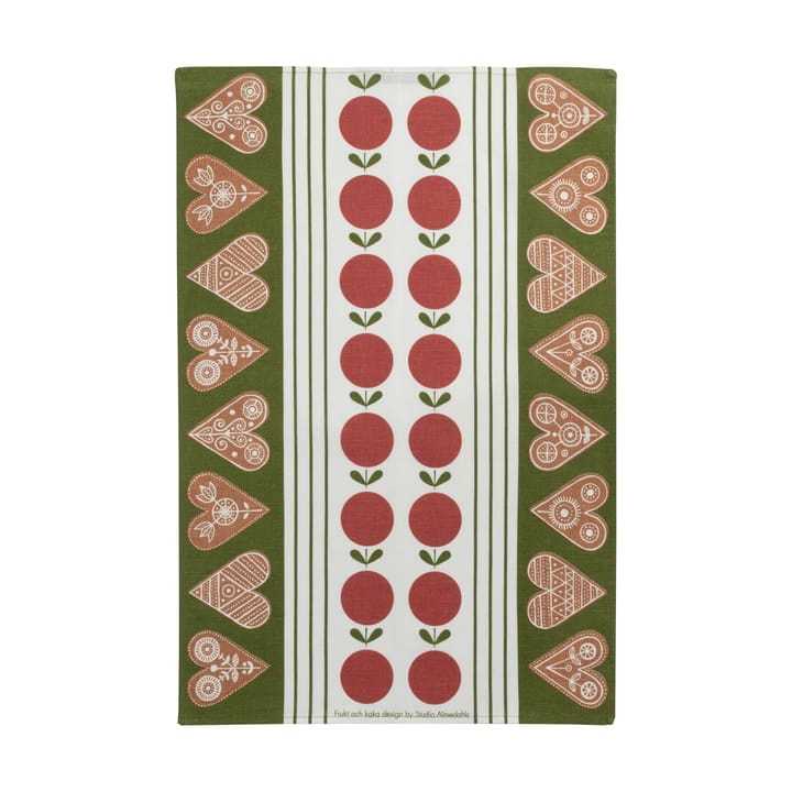 Fruit and cake kitchen towel 47x70 cm - Red-green - Almedahls