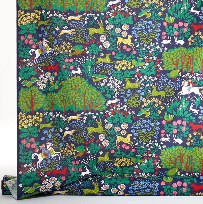 Jakten fabric, blue Almedahls