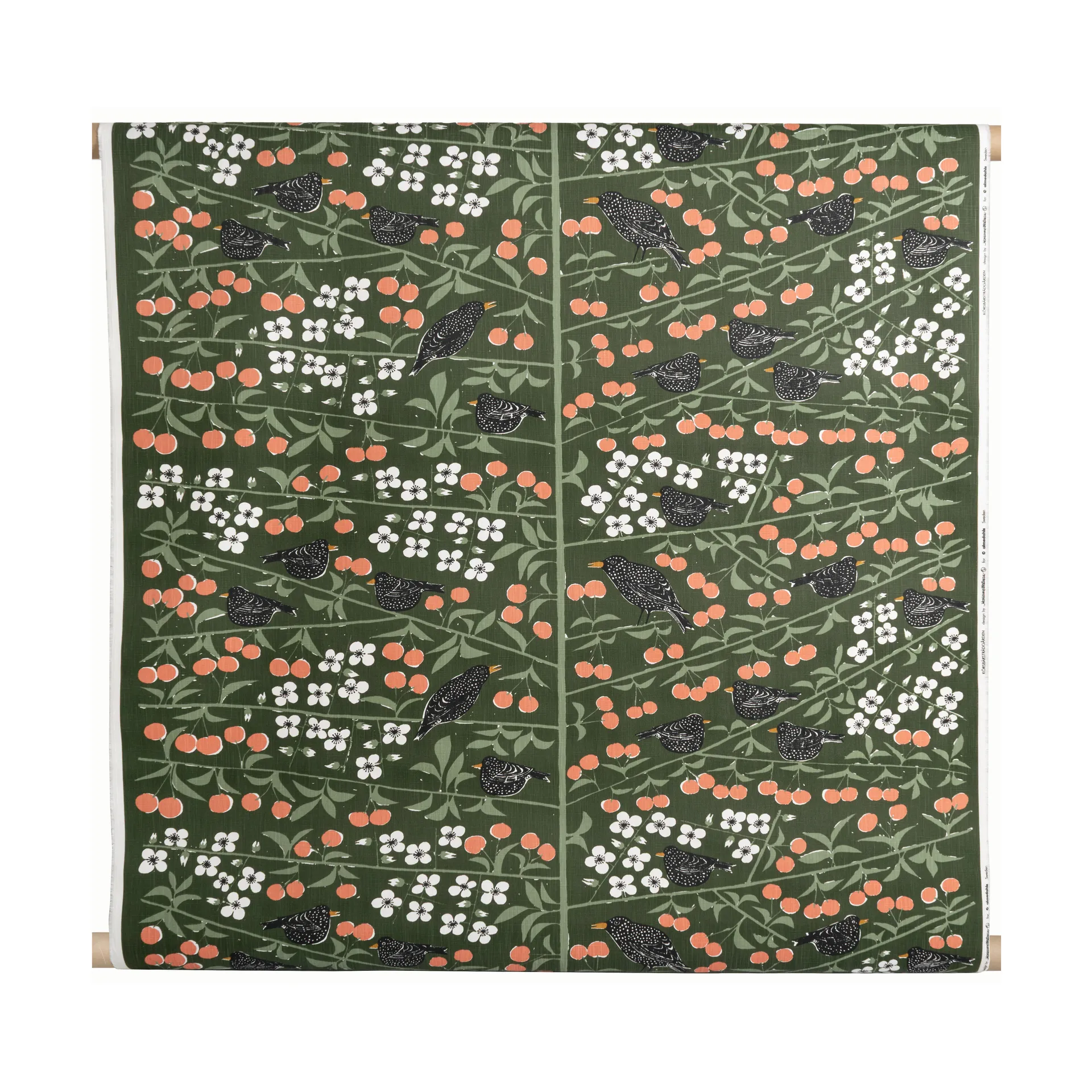 Körsbärsträdgården fabric, Dark green Almedahls