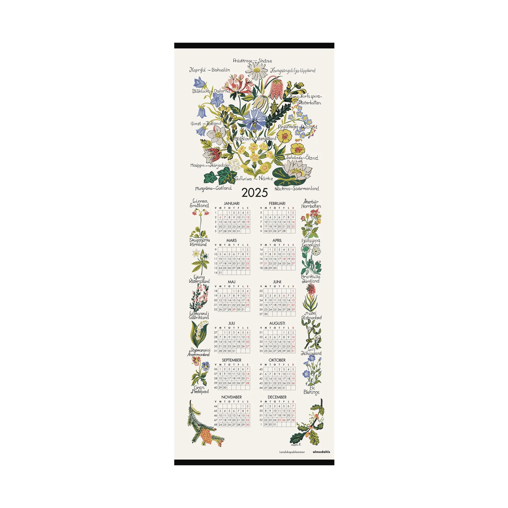 Landscape Flowers Calendar 2025, 35x90 cm Almedahls