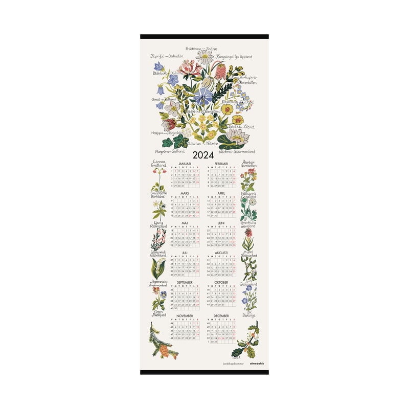 Almedahls Landskapsblommor calender 2024 35x90 cm