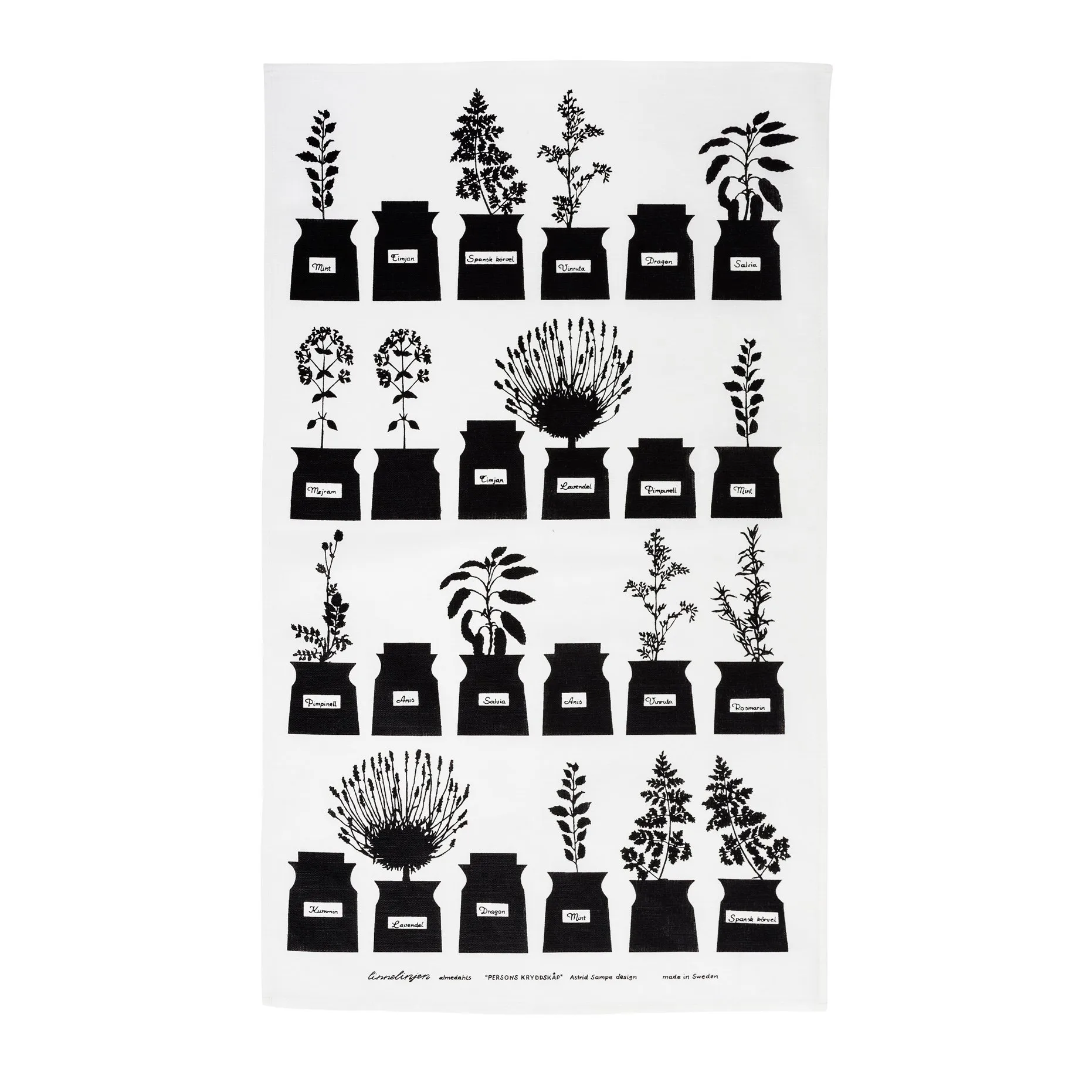 Persons kryddskåp kitchen towel black edition, 47x70 cm Almedahls