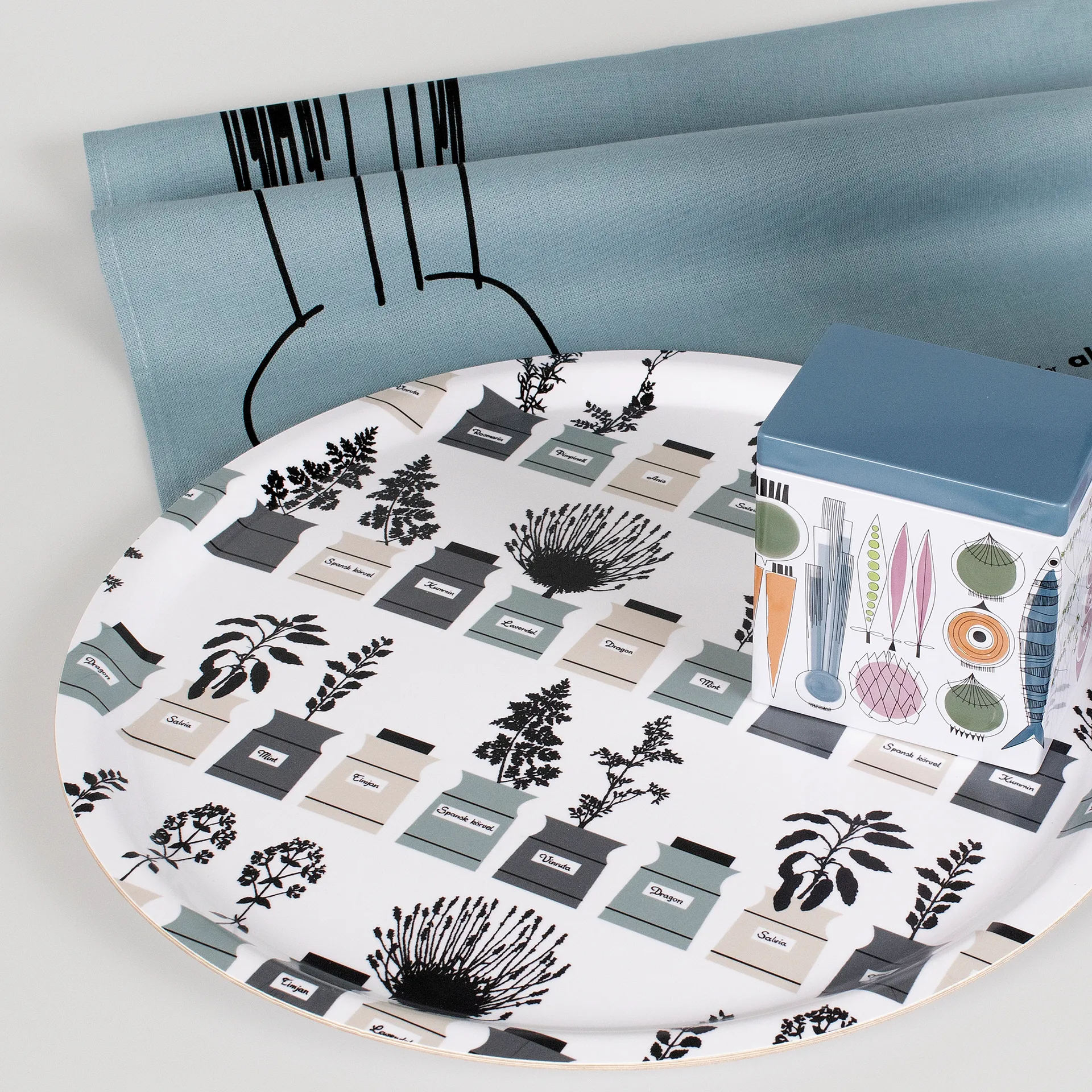 Persons spice tray Ø38 cm, Green-grey Almedahls