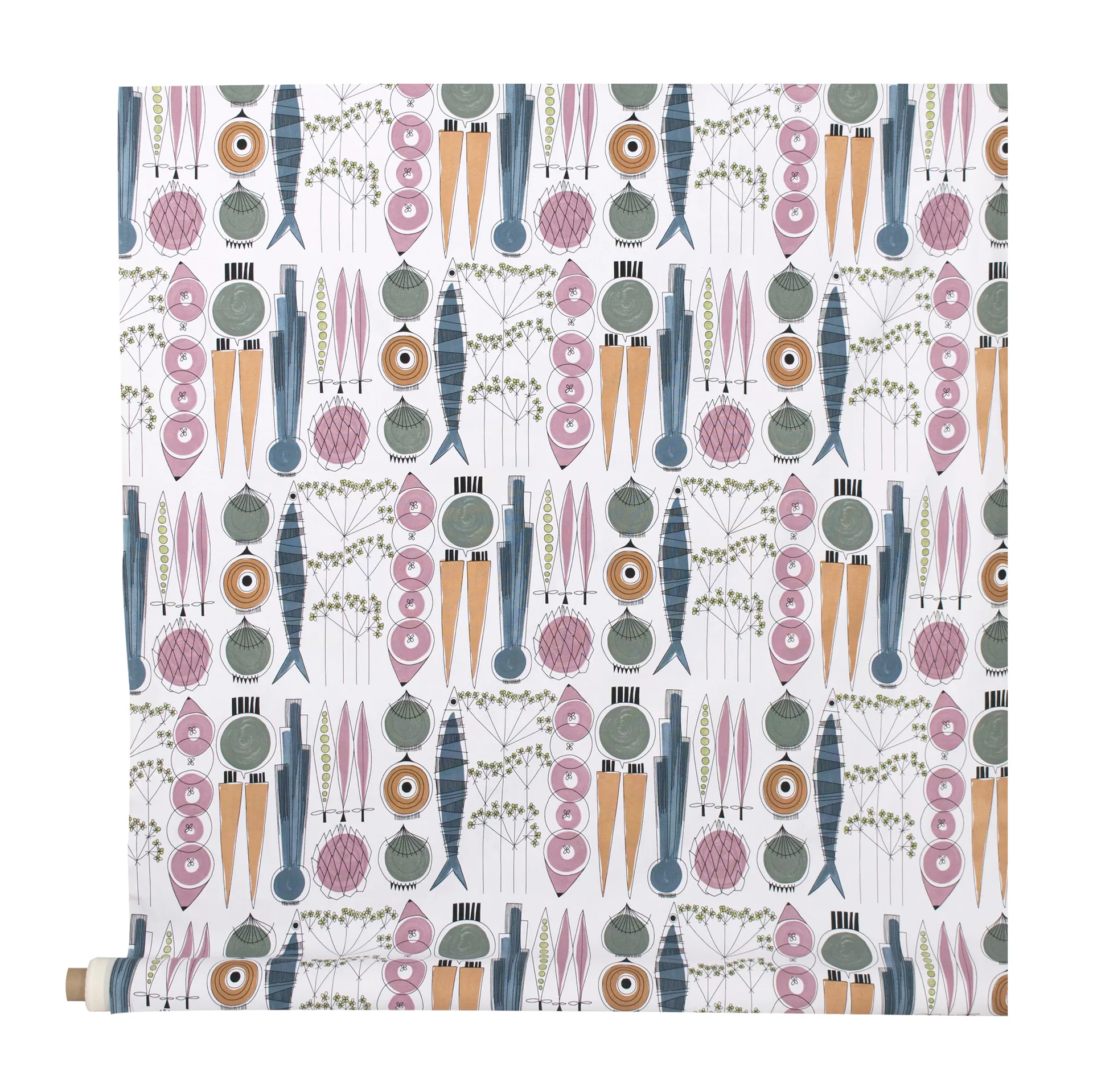 Picknick fabric, blue-pink Almedahls
