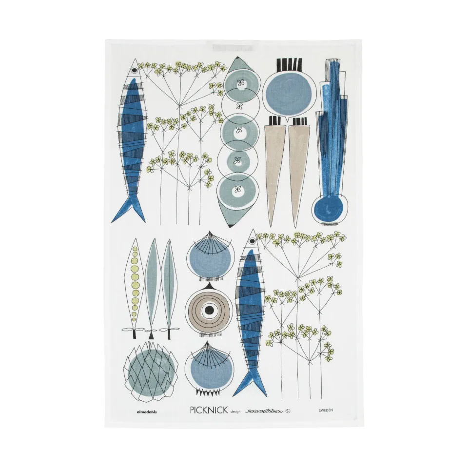 Almedahls Picknick kitchen towel Blue-beige | Scandinavian Design | Kitchen tea towels | Blue