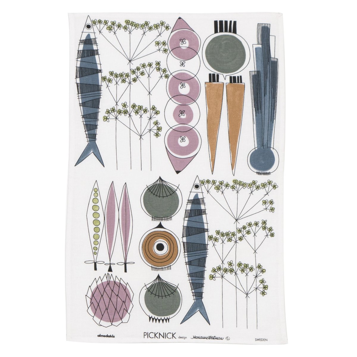 Almedahls Picknick kitchen towel blue/pink | Scandinavian Design | Kitchen tea towels | Multi
