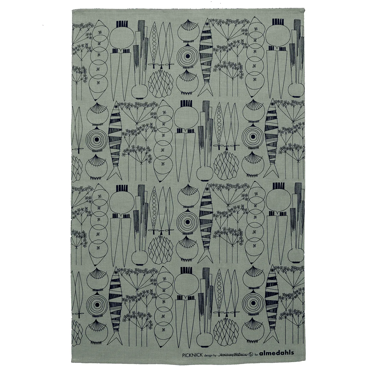 Almedahls Picknick kitchen towel green-grey-black | Scandinavian Design | Kitchen tea towels | Green