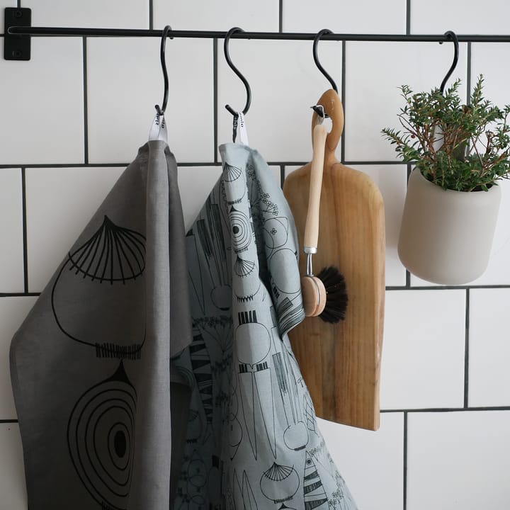 Picknick kitchen towel - green-grey-black - Almedahls