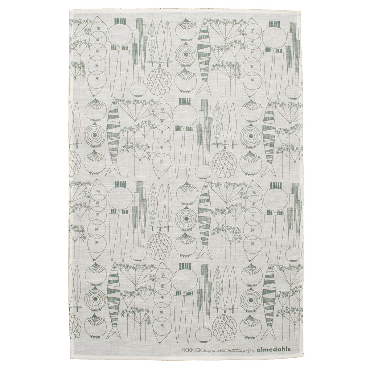 Almedahls Picknick kitchen towel white-green-grey | Scandinavian Design | Kitchen tea towels | Green