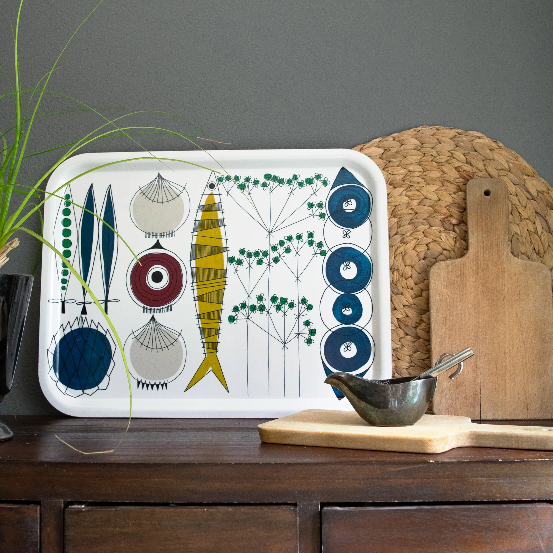 Picknick tray 20x27 cm, blue-multi Almedahls