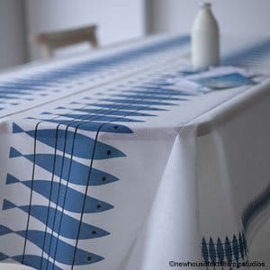 Sill fabric - white-blue - Almedahls