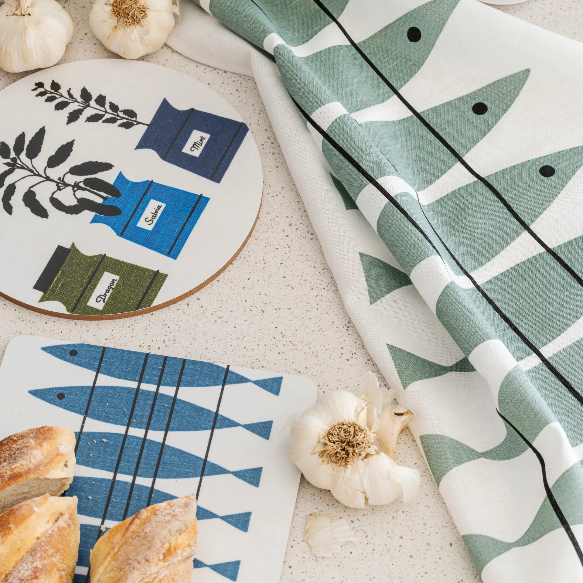 Sill kitchen towel, Green-grey Almedahls