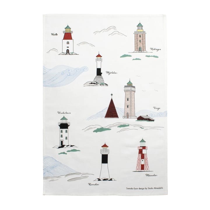 Swedish lighthouses kitchen towel 47x70 cm - White-multi - Almedahls