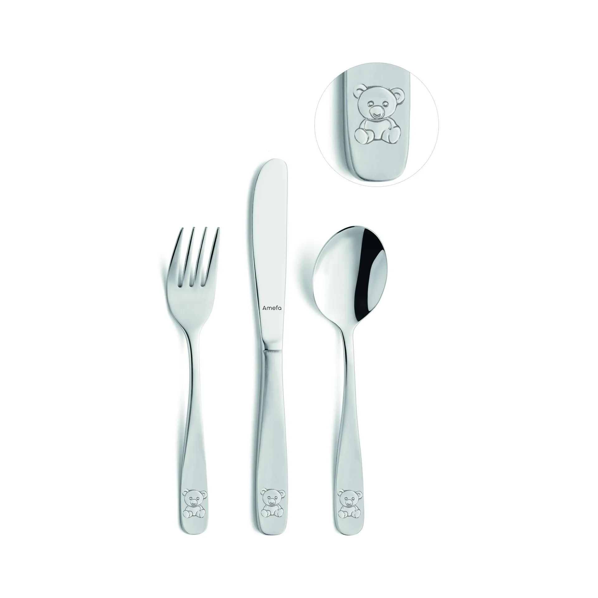 Bear children's cutlery 3 pieces, Stainless steel Amefa
