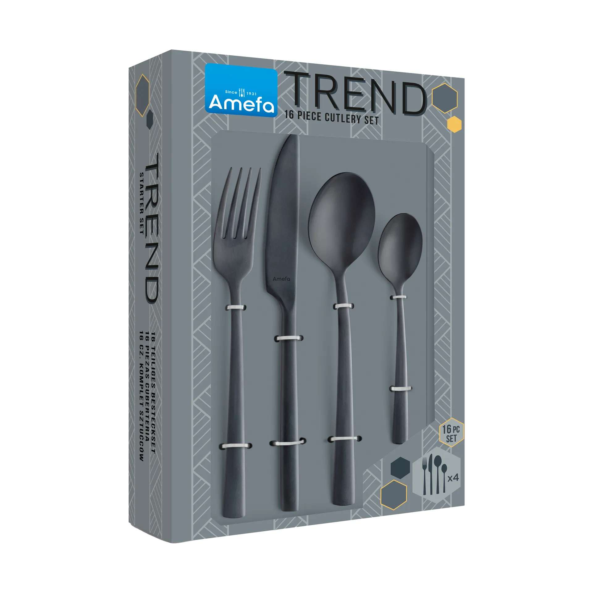 Manille Vintage cutlery set 16 pieces, Black Amefa