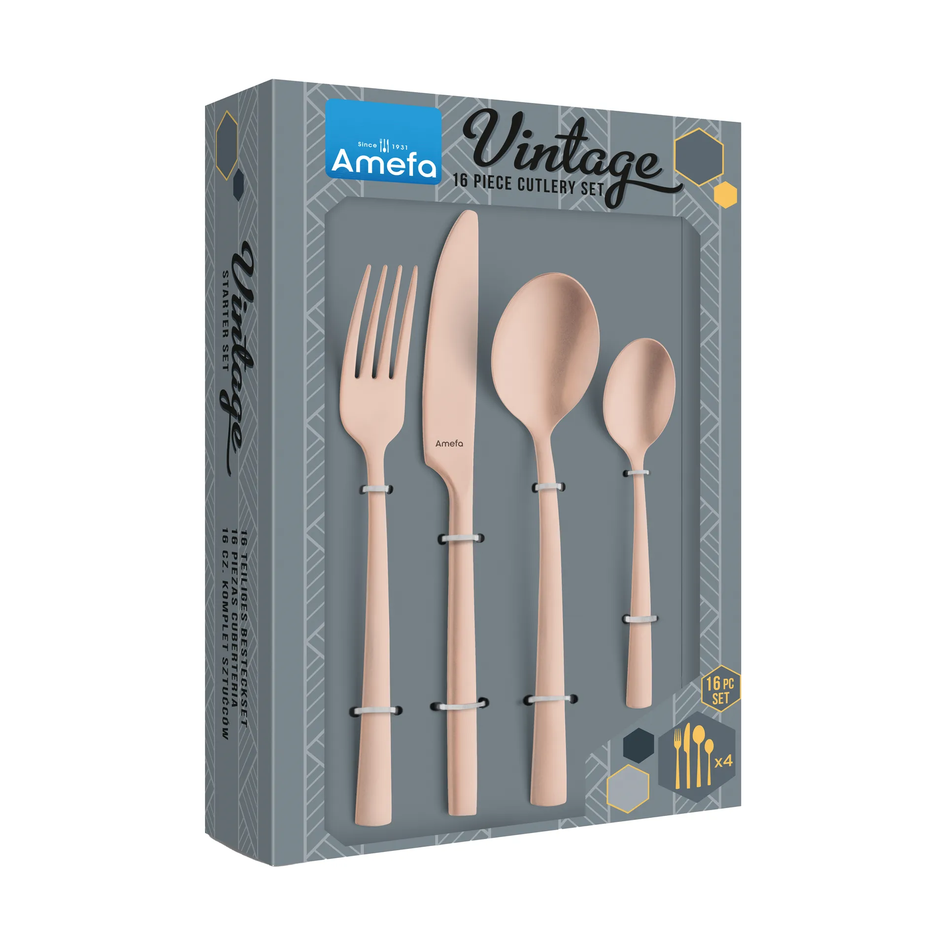 Manille Vintage cutlery set 16 pieces, Copper Amefa