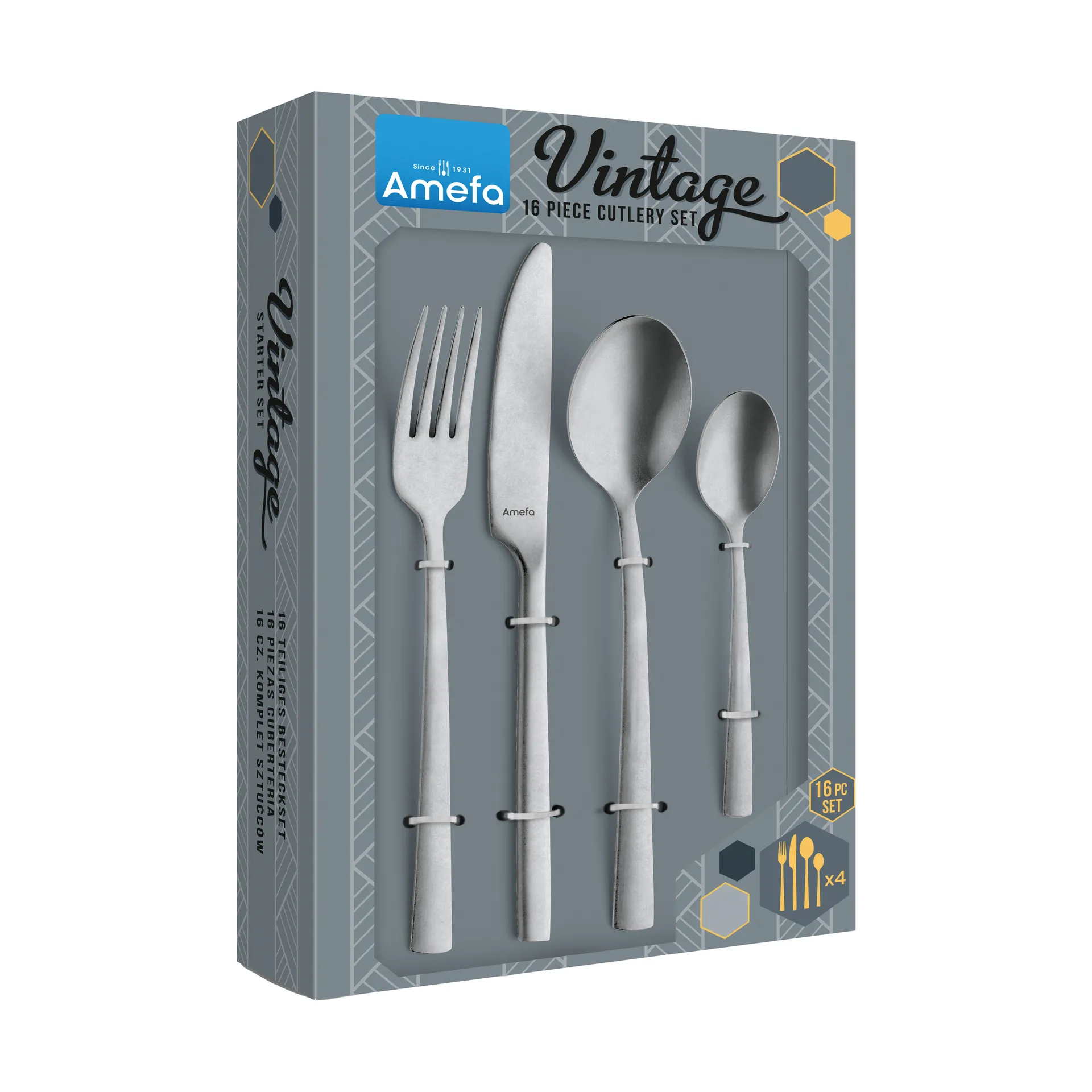 Manille Vintage cutlery set 16 pieces, Stainless steel Amefa