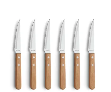 Pizza grill knife 6-pack - Oak - Amefa