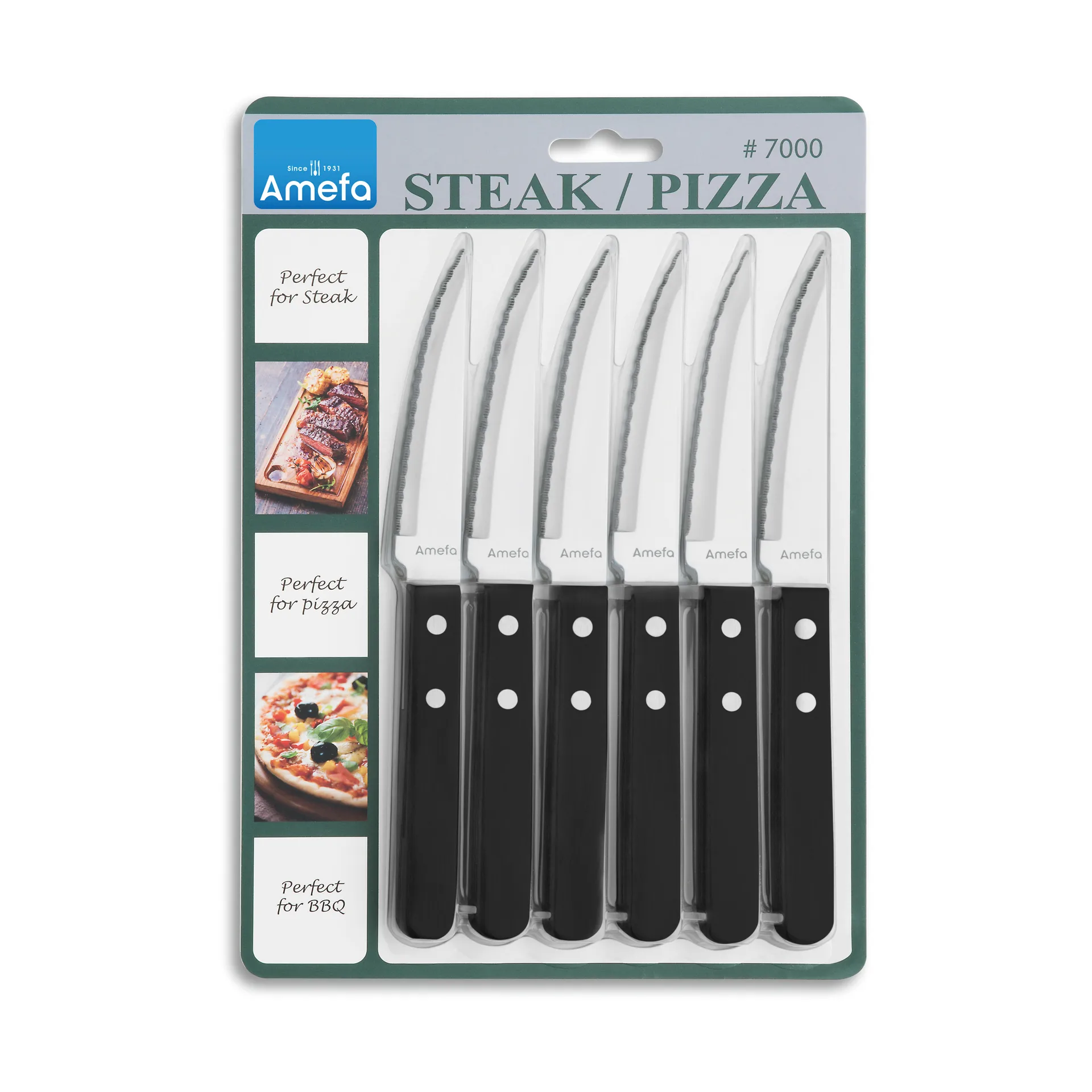 Pizza Noir barbecue knife 6-pack, Black Amefa