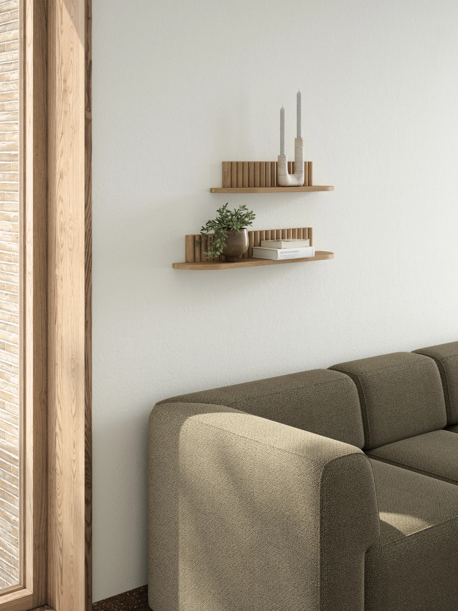 Pillar wall shelf, Oiled Natural Oak, 78x15x12 cm Andersen Furniture