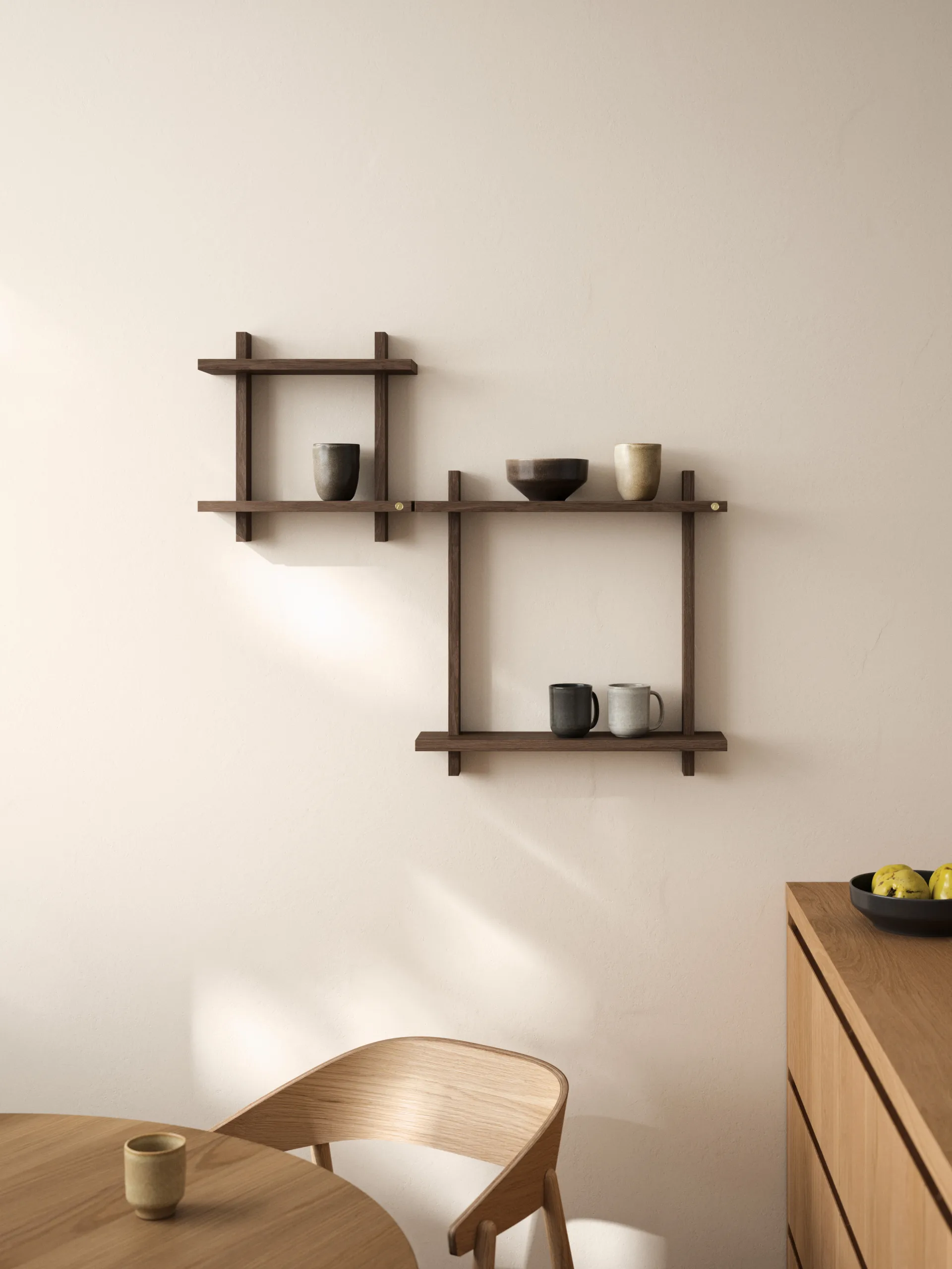 Treat double wall shelf, Smoked Oiled Oak, 50x12x50 cm Andersen Furniture