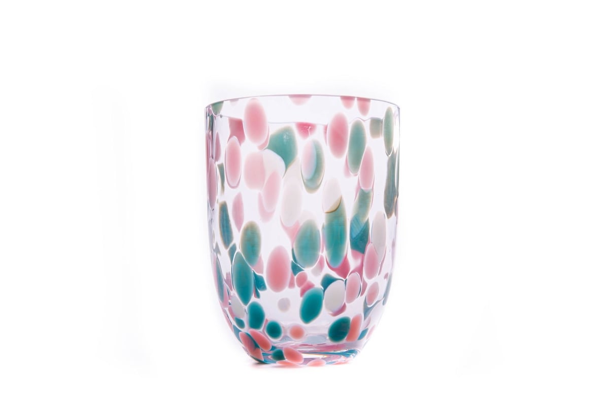 Anna Von Lipa Big Confetti drinking glass 25 cl Pink-turquoise-light blue