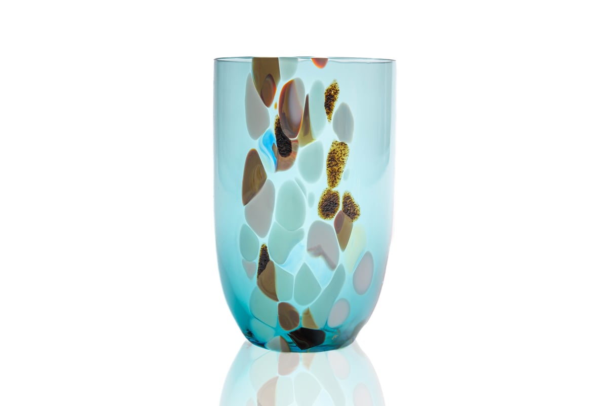 Anna Von Lipa Marble drinking glass 30 cl Amalfi blue