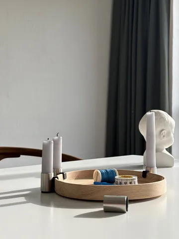 Luna advent candle holder Ø27 cm - Oak-steel - Applicata