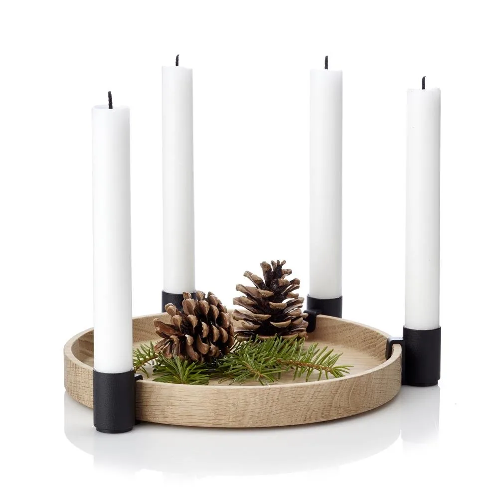 Luna advent candle holder, oak-black Applicata