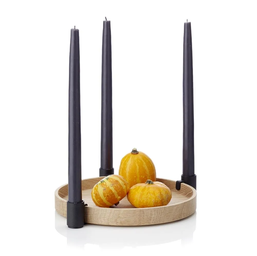 Luna advent candle holder, oak-black Applicata