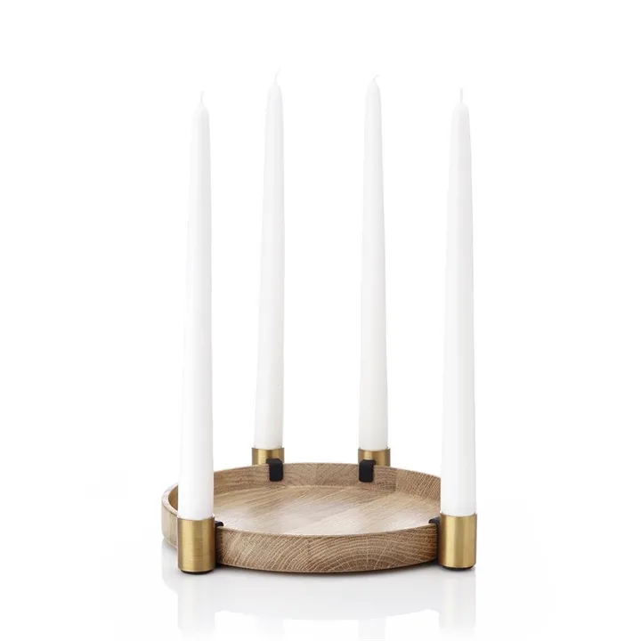 Luna advent candle holder - oak-brass - Applicata
