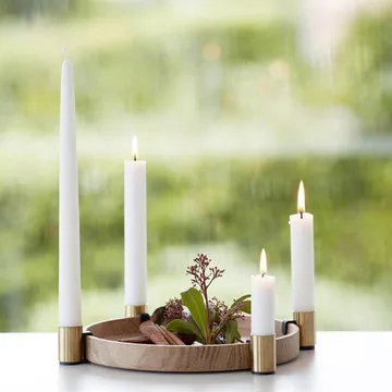 Luna advent candle holder - oak-brass - Applicata