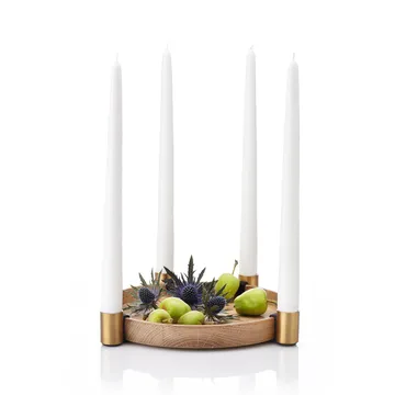 Luna advent candle holder - oak-brass - Applicata