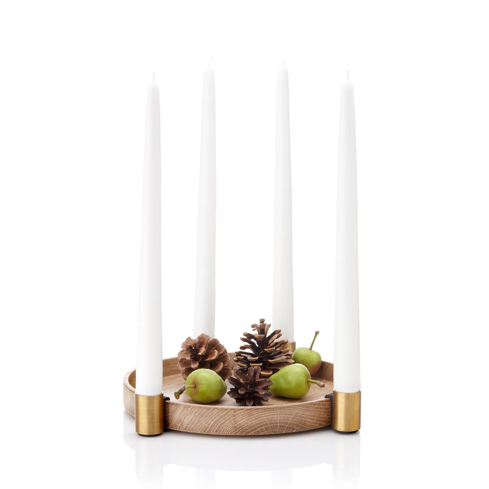 Luna advent candle holder, oak-brass Applicata