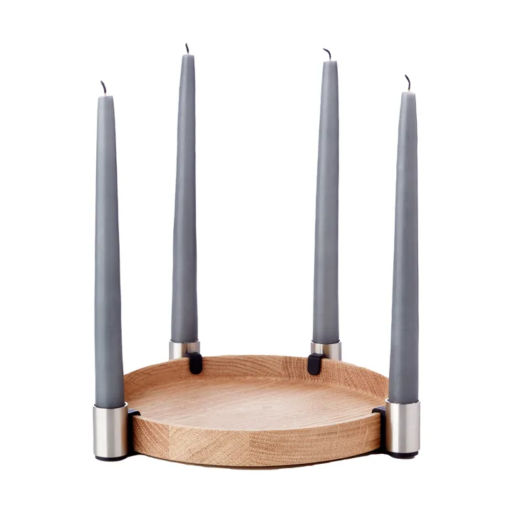 Luna Candle Holder Ø27 cm - Oak-steel - Applicata
