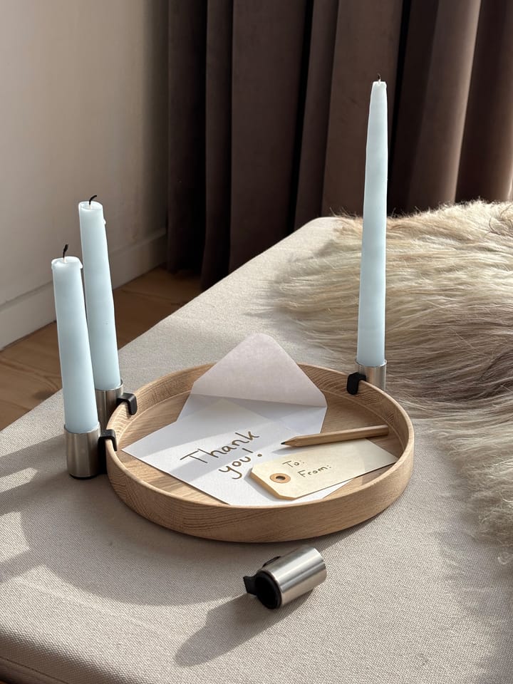 Luna candlestick, Oak-steel Applicata