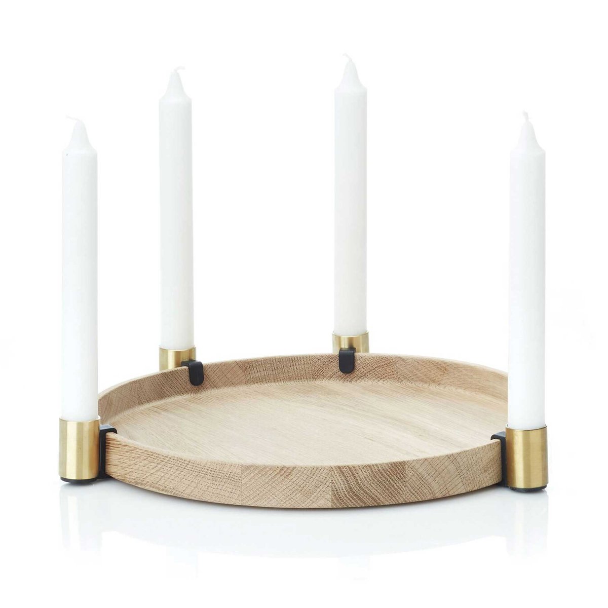 Applicata Luna maxi candle sticks oak-brass | Scandinavian Design | Candle holders | Beige